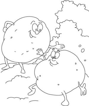 Patates boyama sayfası,  coloring page, Gülümseyen iki Patates, 