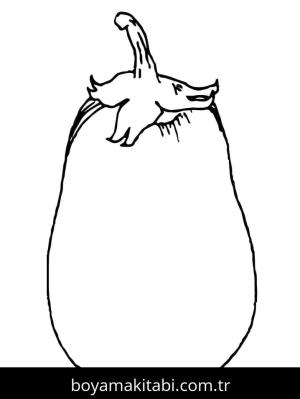 Patlıcan boyama sayfası – çizgi film temalı, basit çizim