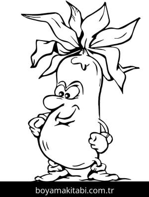 Patlıcan boyama sayfası – çizgi film temalı, basit çizim