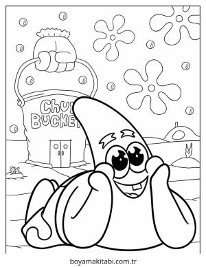 Patrick Star boyama sayfası – renkli çizimler, okul öncesi