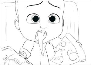 Patron Bebek boyama sayfası,  coloring page, Patron Bebek Pizza Yiyor, 