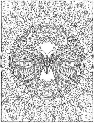 Desen boyama sayfası,  coloring page, Kelebek süsleme, 