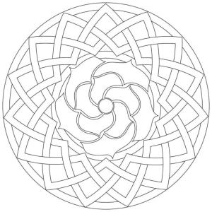 Desen boyama sayfası,  coloring page, Geometrik öğeler bir desen halinde iç içe geçmiştir., 