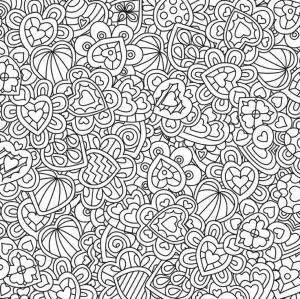 Desen boyama sayfası,  coloring page, Kalp süsleme, 