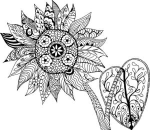 Desen boyama sayfası,  coloring page, Desenli ayçiçeği., 