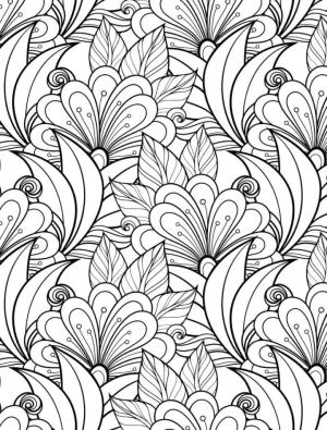 Desen boyama sayfası,  coloring page, Çiçekler bir desen içinde birleştirilmiş., 