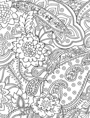 Desen boyama sayfası,  coloring page, İç içe geçmiş yapraklar ve çiçekler., 