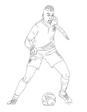 Paul Pogba boyama sayfası,  coloring page, Paul Pogba Futbol Oynarken, 