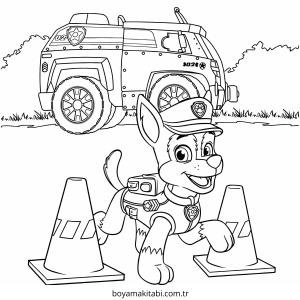 Paw Patrol boyama sayfası – basit çizim, kolay boyama