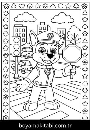 Paw Patrol boyama sayfası,  coloring page, minimal, harika, klasik