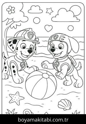 Paw Patrol boyama sayfası,  coloring page, minimal, basit, kreatif