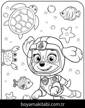 Paw Patrol boyama sayfası – renkli çizimler, okul öncesi