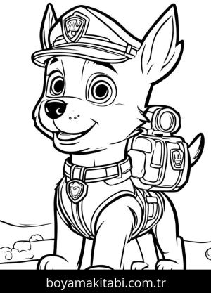 Paw Patrol boyama sayfası,  coloring page, ince çizgili, harika, mutlu