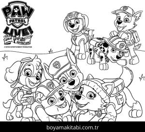 Paw Patrol boyama sayfası – çizgi film temalı, basit çizim