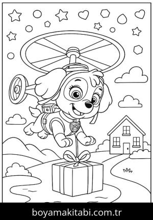 Paw Patrol boyama sayfası,  coloring page, çerçeveli, çerçeveli, modern
