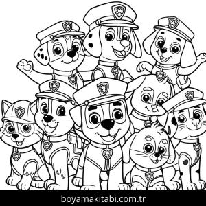 Paw Patrol boyama sayfası,  coloring page, tatlı, oyunlu, modern