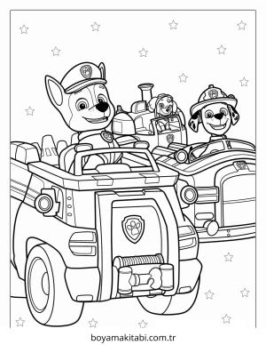 Paw Patrol boyama sayfası – sevimli karakter, sanatsal çalışma
