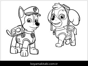 Paw Patrol boyama sayfası – basit çizim, kolay boyama