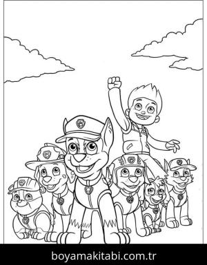 Paw Patrol boyama sayfası – keyifli zaman, renkli çizimler