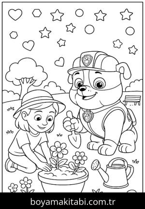 Paw Patrol boyama sayfası,  coloring page, klasik, harika, çerçeveli
