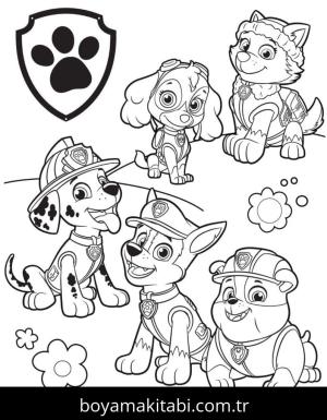 Paw Patrol boyama sayfası – çocuk aktivitesi, PDF indir