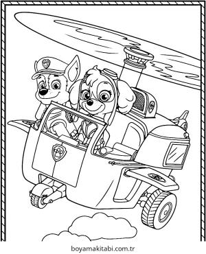 Paw Patrol boyama sayfası – basit çizim, kolay boyama
