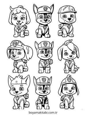 Paw Patrol boyama sayfası – boyama etkinliği, çocuk aktivitesi