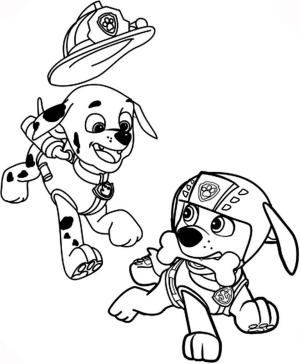 Paw Patrol boyama sayfası,  coloring page, Marshall ve Zuma, 