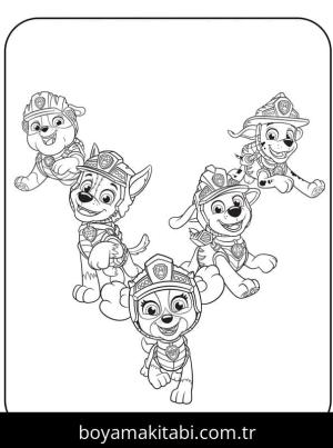 Paw Patrol boyama sayfası – çocuk aktivitesi, PDF indir