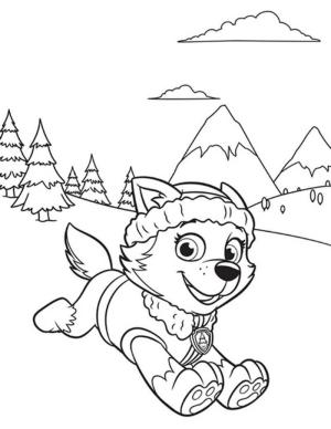 Paw Patrol boyama sayfası,  coloring page, Noel’de Everest, 