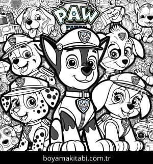 Paw Patrol boyama sayfası,  coloring page, sevimli, mutlu, çocuklar için