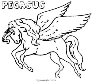 Pegasus boyama sayfası – çizgi film temalı, basit çizim