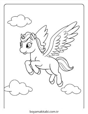 Pegasus boyama sayfası – çocuk aktivitesi, PDF indir