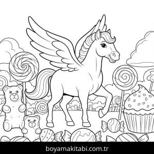 Pegasus boyama sayfası – boyama çalışması, yaratıcılığı geliştirir