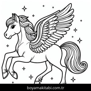 Pegasus boyama sayfası – renkli çizimler, okul öncesi