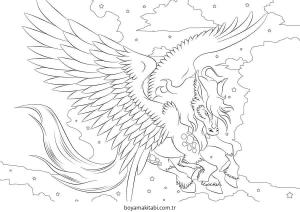 Pegasus boyama sayfası – el becerilerini geliştirir, boyama çalışması