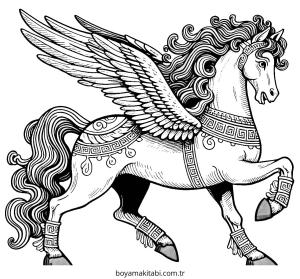 Pegasus boyama sayfası – sanatsal çalışma, çocuklar için