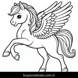 Pegasus boyama sayfası – kolay boyama, eğitici aktivite