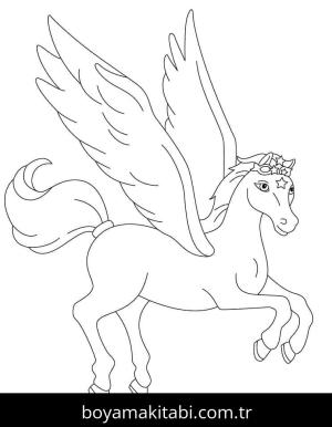 Pegasus boyama sayfası – eğitici aktivite, yaratıcılık