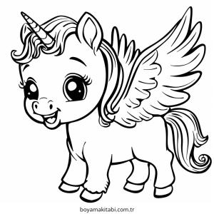 Pegasus boyama sayfası – çocuklar için, çizgi film temalı