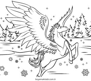 Pegasus boyama sayfası – eğitici aktivite, yaratıcılık