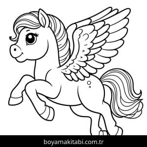Pegasus boyama sayfası – boyama çalışması, yaratıcılığı geliştirir