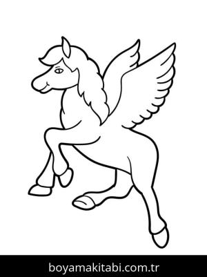 Pegasus boyama sayfası – çocuk aktivitesi, PDF indir