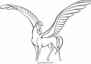 Pegasus boyama sayfası – eğlenceli etkinlik, el becerilerini geliştirir