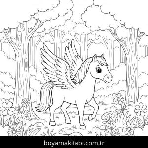 Pegasus boyama sayfası – eğlenceli etkinlik, el becerilerini geliştirir