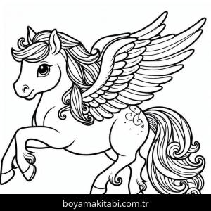 Pegasus boyama sayfası – el becerilerini geliştirir, boyama çalışması