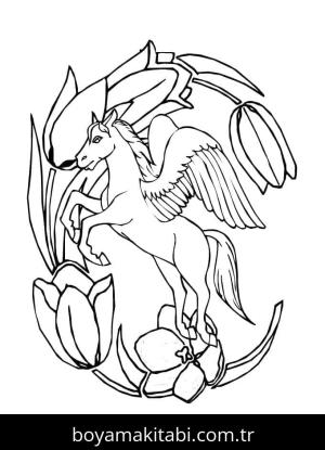 Pegasus boyama sayfası – boyama etkinliği, çocuk aktivitesi