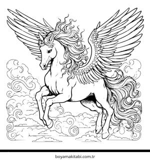 Pegasus boyama sayfası – yaratıcılığı geliştirir, keyifli zaman
