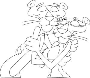 Pembe Panter boyama sayfası,  coloring page, Pembe Panter ve Kız Arkadaşı Birbirlerine Sarılırlar, 