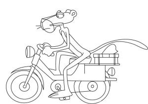 Pembe Panter boyama sayfası,  coloring page, Pembe Panter Sürüş Motosiklet, 